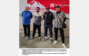Championnat départemental 2025 Individuel masculin à Gap les 29 et 30 mars 2025 : 282 joueurs 