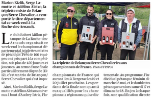 Championnat départemental triplettes mixtes les 10 et 11 mai 2025 à LA ROCHE DES ARNAUDS : 157 équipes 