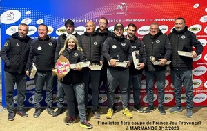 Finale coupe de France Jeu Provençal à MARMANDE 3/12/2023