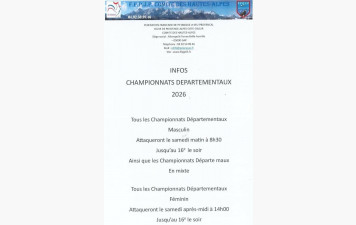 Infos championnats départementaux