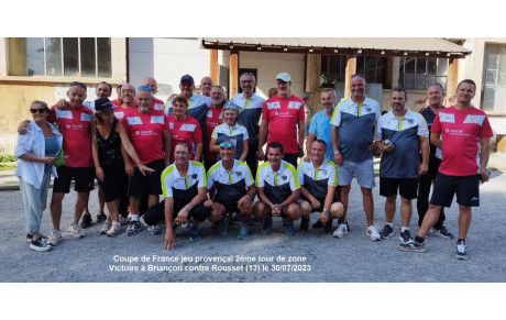 Victoire au 2ème tour de zone coupe de France jeu provençal 