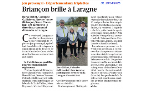 Championnat départemental tripettes jeu provençal les 26 et 27 avril 2025 à Laragne : 103 équipes 