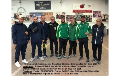 Championnat départemental 2025 triplettes séniors à Briançon les 3 et 4 mai 2025 : 96 équipes 
