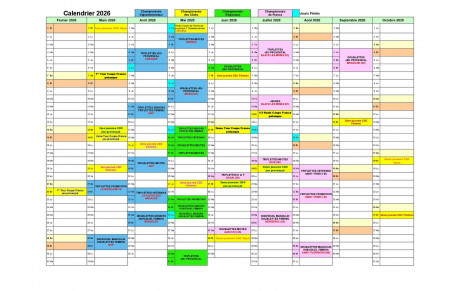 CALENDRIER 2026 des CHAMPIONNATS