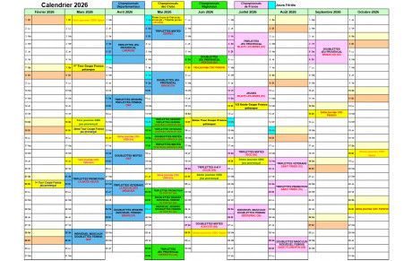 CALENDRIER 2026 des CHAMPIONNATS